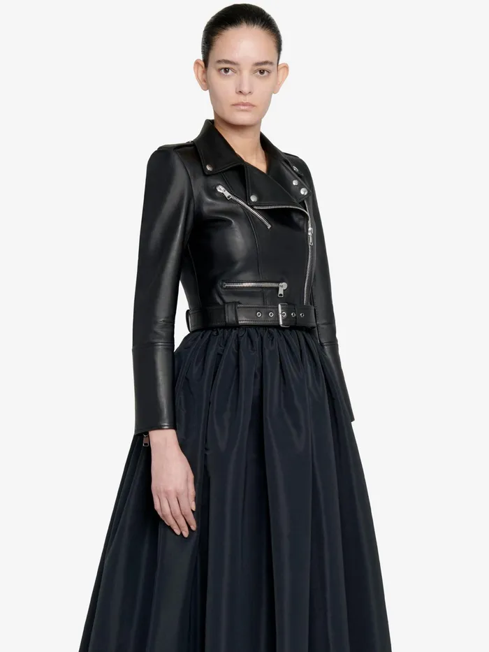 Women Leather Alexander McQueen Cropped Leather Jacket Black