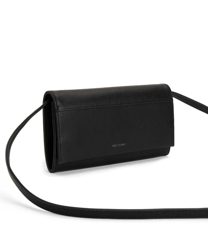 Women Lette Vegan Wallet Crossbody Bag 8211 Vintage Black Matt and Nat Wallets