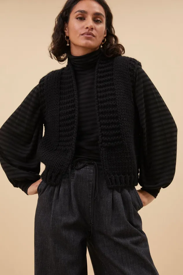 Women Levi Gilet Black Bybar Cardigans