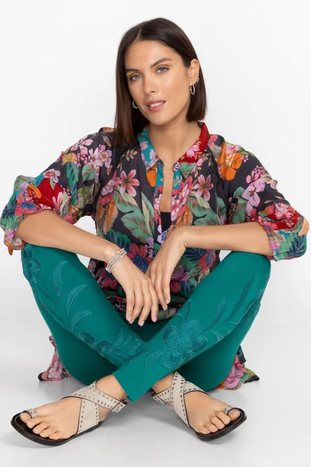 Women LIBBI TONAL LEGGING Mallard Green Johnny Was Bottoms