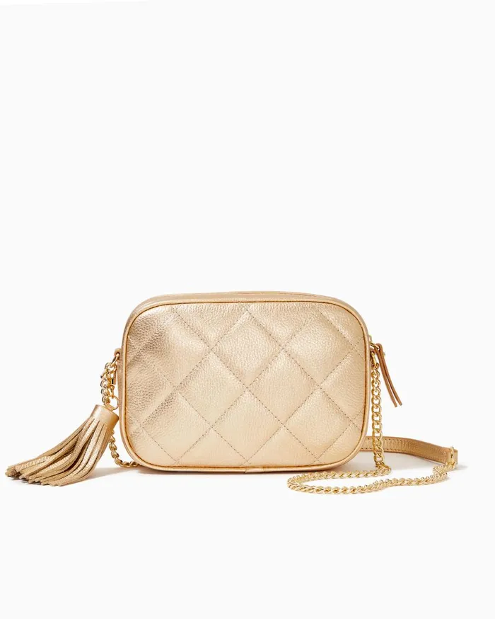 Women Lilly Pulitzer Bags Dessa Leather Crossbody Bag Gold Metallic Women Lilly Pulitzer Bags Dessa Leather Crossbody Bag Gold Metallic