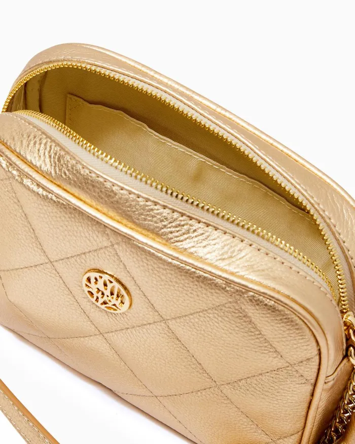 Women Lilly Pulitzer Bags Dessa Leather Crossbody Bag Gold Metallic Women Lilly Pulitzer Bags Dessa Leather Crossbody Bag Gold Metallic