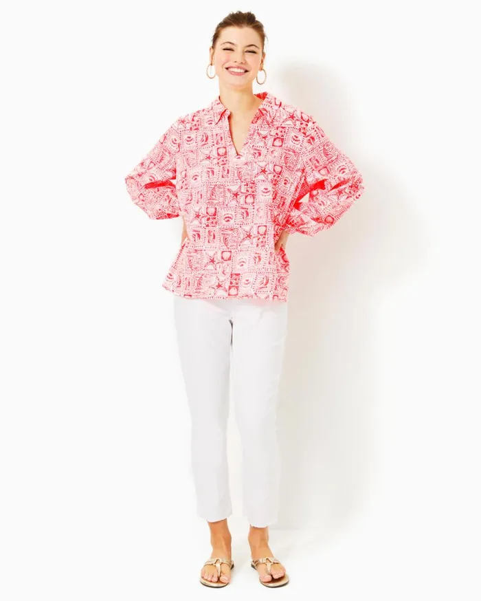 Women Lilly Pulitzer Bottoms 27034 Montoya Chino Pant Resort White