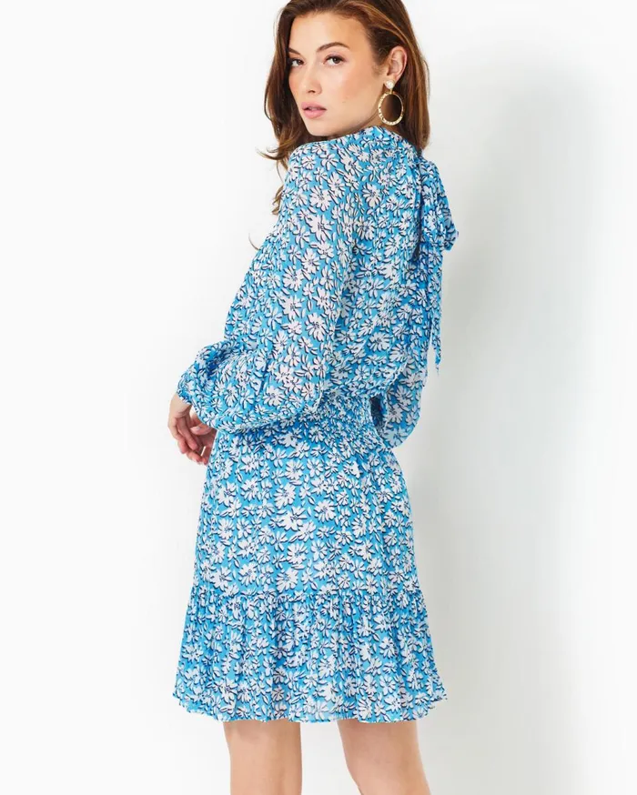 Women Lilly Pulitzer Dresses Ellielynn Long Sleeve Dress Lunar Blue Palm Beach Petals Women Lilly Pulitzer Dresses Ellielynn Long Sleeve Dress Lunar Blue Palm Beach Petals
