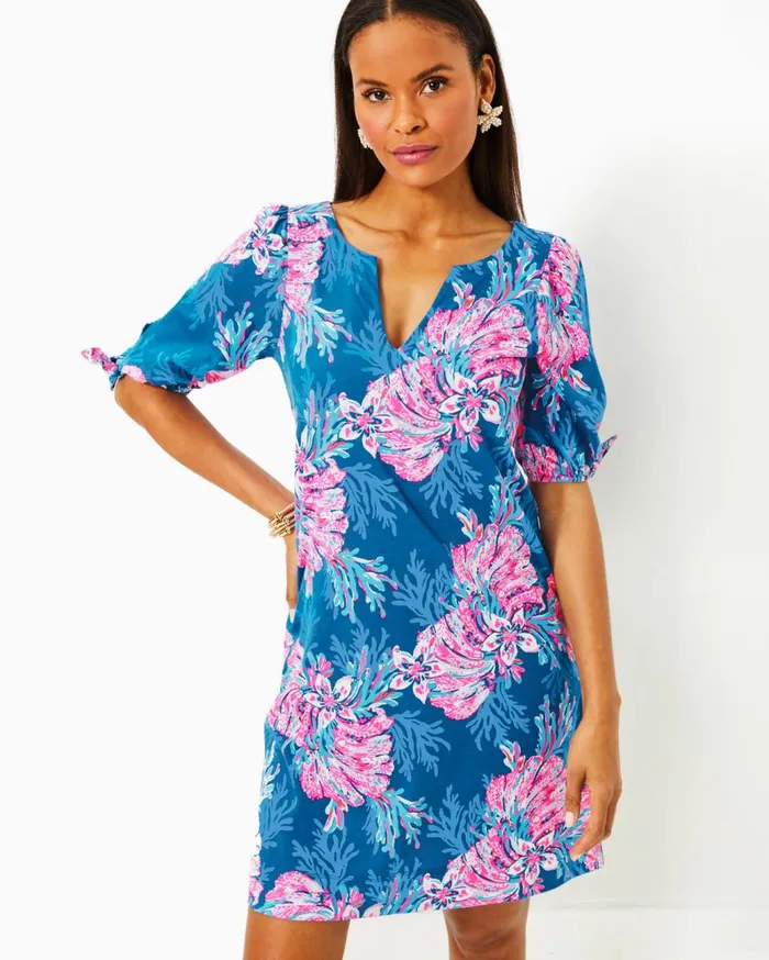 Women Lilly Pulitzer Dresses Ellielynn Long Sleeve Dress Lunar Blue Palm Beach Petals Women Lilly Pulitzer Dresses Ellielynn Long Sleeve Dress Lunar Blue Palm Beach Petals