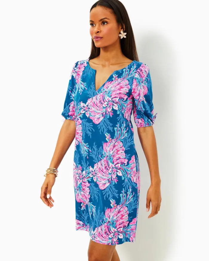 Women Lilly Pulitzer Dresses Ellielynn Long Sleeve Dress Lunar Blue Palm Beach Petals Women Lilly Pulitzer Dresses Ellielynn Long Sleeve Dress Lunar Blue Palm Beach Petals