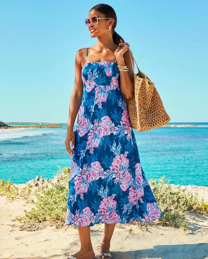 Women Lilly Pulitzer Dresses Hadly Smocked Maxi Dress Mizner Red Poly Crepe Swirl Clip Women Lilly Pulitzer Dresses Hadly Smocked Maxi Dress Mizner Red Poly Crepe Swirl Clip