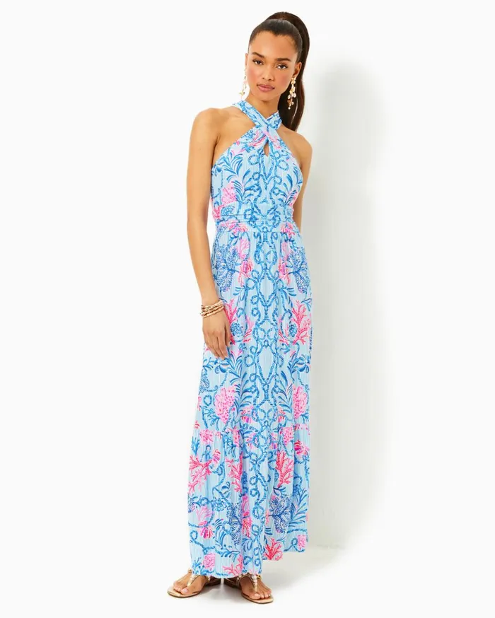 Women Lilly Pulitzer Dresses Hadly Smocked Maxi Dress Mizner Red Poly Crepe Swirl Clip Women Lilly Pulitzer Dresses Hadly Smocked Maxi Dress Mizner Red Poly Crepe Swirl Clip