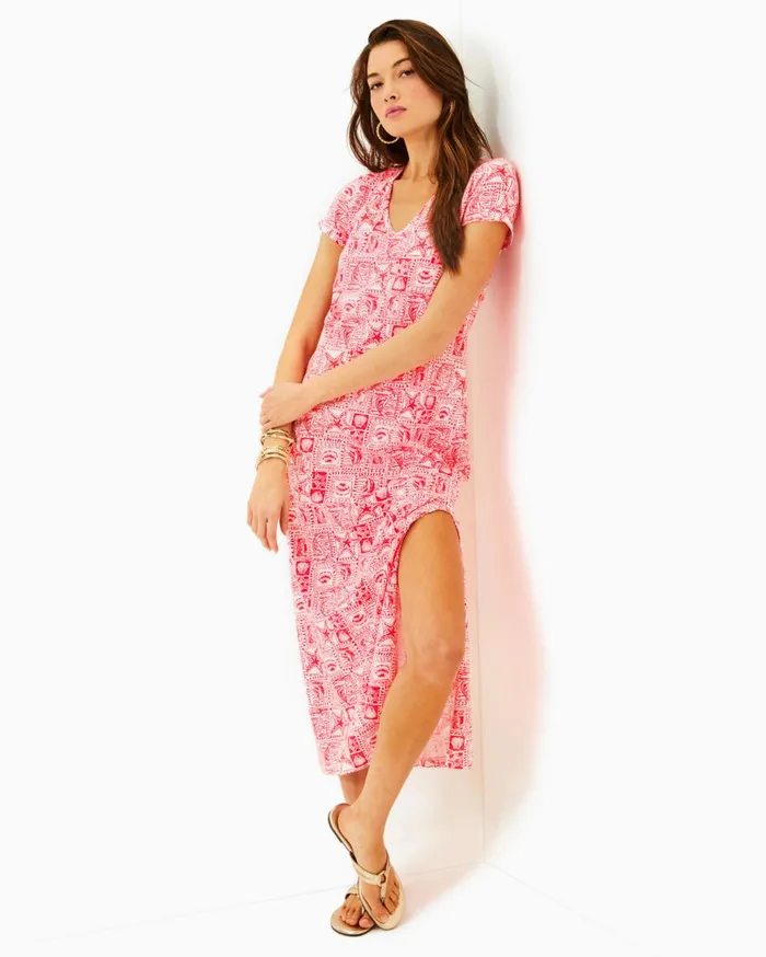 Women Lilly Pulitzer Dresses Hadly Smocked Maxi Dress Mizner Red Poly Crepe Swirl Clip Women Lilly Pulitzer Dresses Hadly Smocked Maxi Dress Mizner Red Poly Crepe Swirl Clip