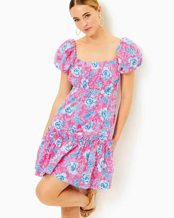 Women Lilly Pulitzer Dresses Nastia Cotton Dress Roxie Pink Wave N Sea