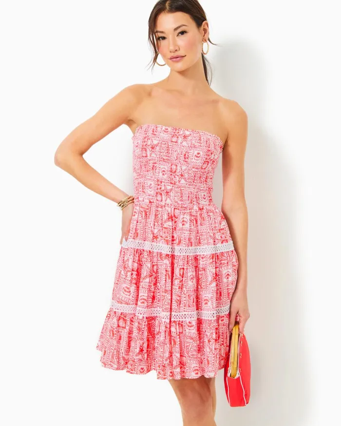 Women Lilly Pulitzer Dresses Nastia Cotton Dress Roxie Pink Wave N Sea Women Lilly Pulitzer Dresses Nastia Cotton Dress Roxie Pink Wave N Sea