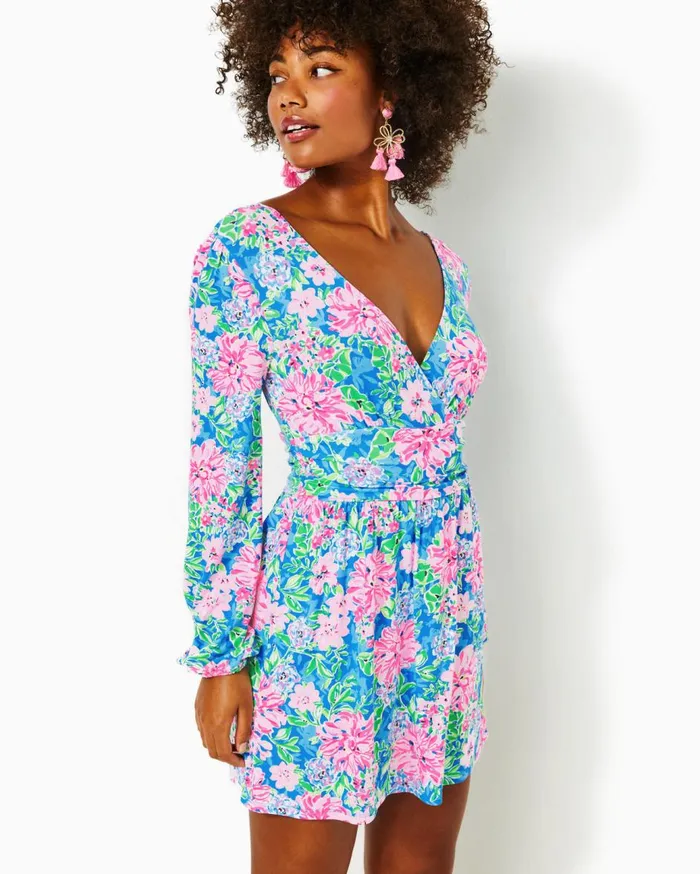 Women Lilly Pulitzer Dresses Riza Long Sleeve Romper Multi Spring In Your Step Women Lilly Pulitzer Dresses Riza Long Sleeve Romper Multi Spring In Your Step