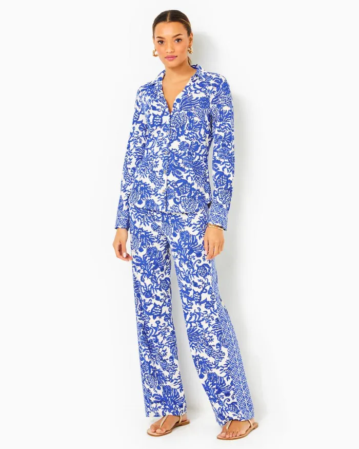 Women Lilly Pulitzer Matching Sets UPF 50 Marlena Button Down Top and Grenada Knit Pant Set Deeper Coconut Ride With Me Engineered Chillylilly Women Lilly Pulitzer Matching Sets UPF 50 Marlena Button Down Top and Grenada Knit Pant Set Deeper Coconut Ride With Me Engineered Chillylilly