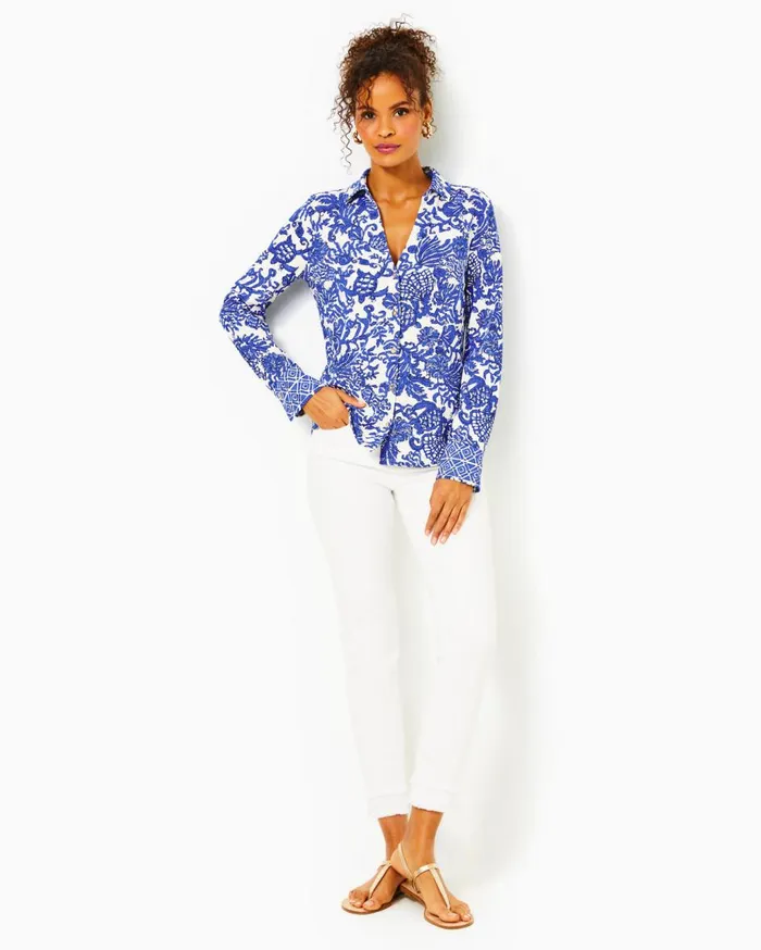 Women Lilly Pulitzer Matching Sets UPF 50 Marlena Button Down Top and Grenada Knit Pant Set Deeper Coconut Ride With Me Engineered Chillylilly Women Lilly Pulitzer Matching Sets UPF 50 Marlena Button Down Top and Grenada Knit Pant Set Deeper Coconut Ride With Me Engineered Chillylilly