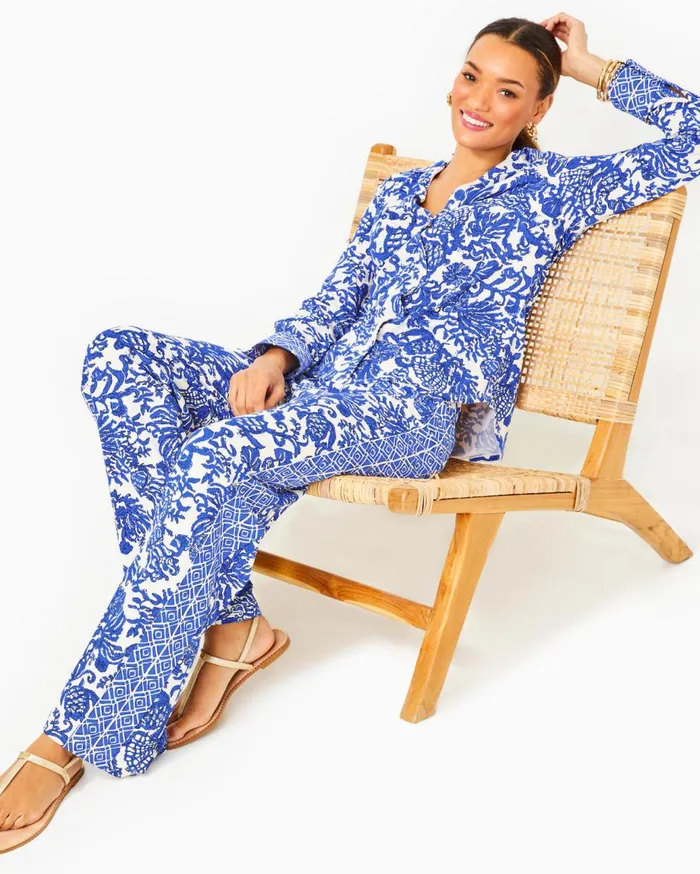 Women Lilly Pulitzer Matching Sets UPF 50 Marlena Button Down Top and Grenada Knit Pant Set Deeper Coconut Ride With Me Engineered Chillylilly Women Lilly Pulitzer Matching Sets UPF 50 Marlena Button Down Top and Grenada Knit Pant Set Deeper Coconut Ride With Me Engineered Chillylilly