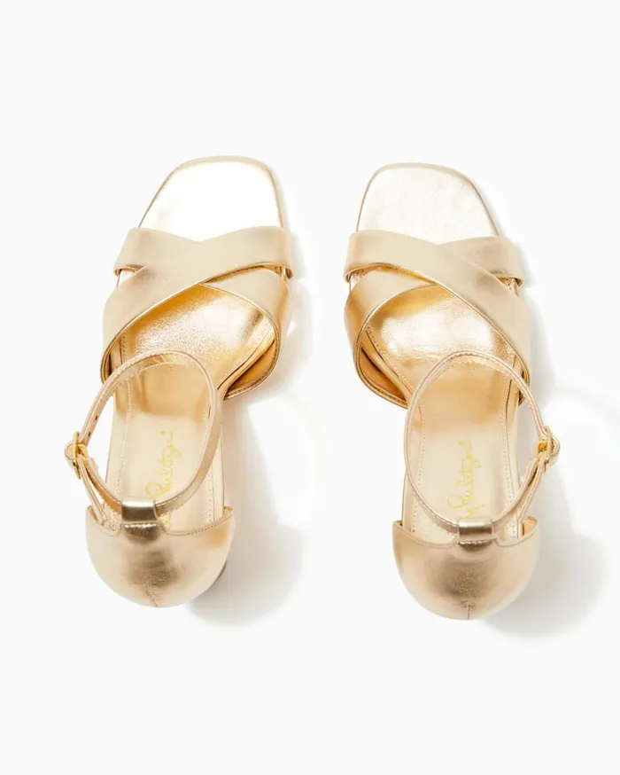 Women Lilly Pulitzer Shoes Kendall Leather Sandal Gold Metallic Women Lilly Pulitzer Shoes Kendall Leather Sandal Gold Metallic