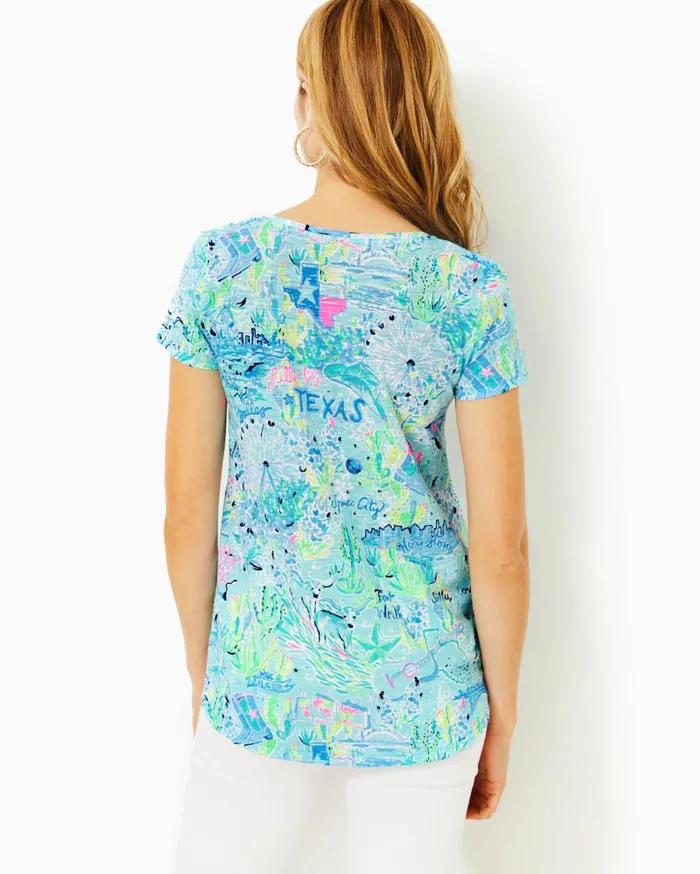 Women Lilly Pulitzer Tops Etta VNeck Top Surf Blue Lilly Loves South Carolina Women Lilly Pulitzer Tops Etta VNeck Top Surf Blue Lilly Loves South Carolina