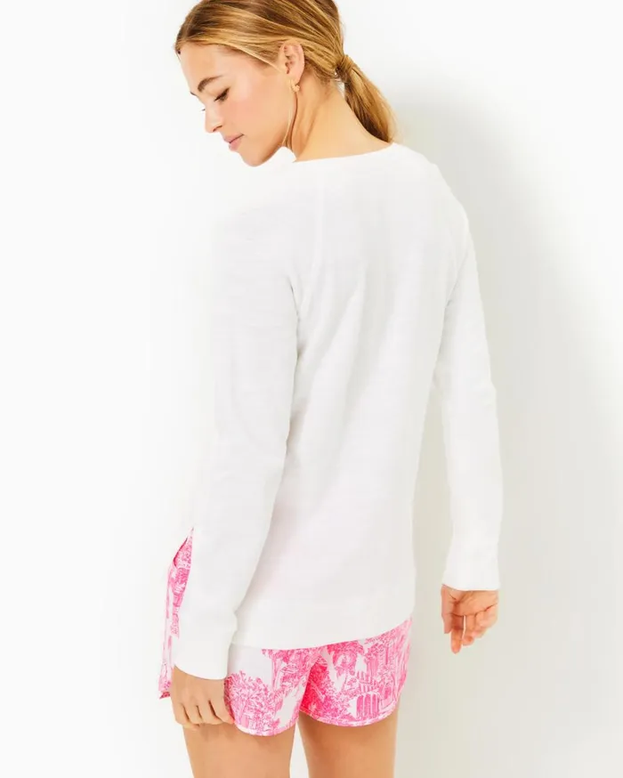 Women Lilly Pulitzer Tops Leeson Cotton Sweatshirt Resort White Women Lilly Pulitzer Tops Leeson Cotton Sweatshirt Resort White