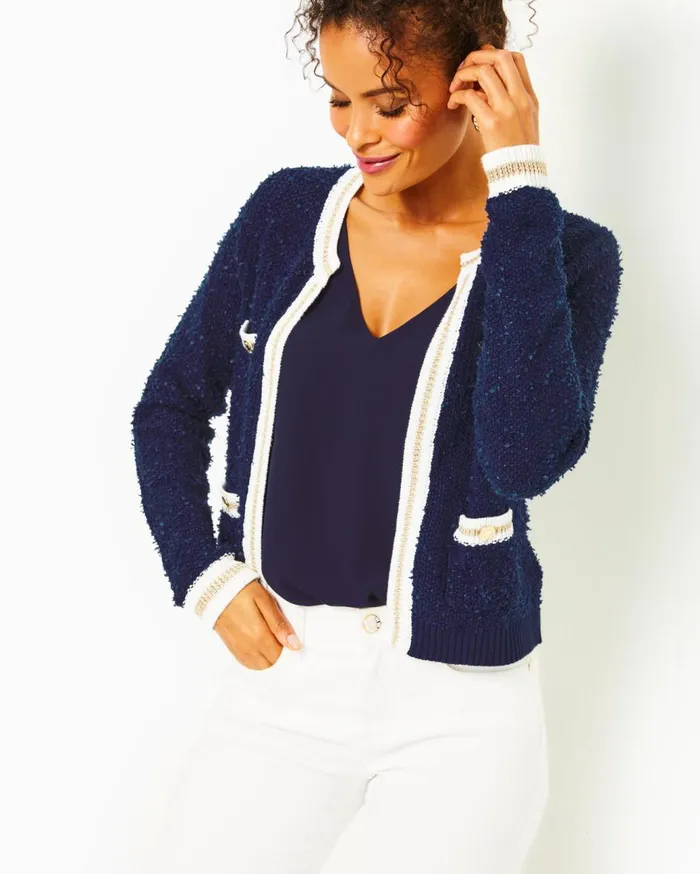 Women Lilly Pulitzer Tops Nalayna Cardigan Low Tide Navy Women Lilly Pulitzer Tops Nalayna Cardigan Low Tide Navy