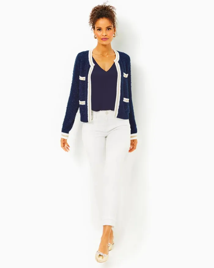 Women Lilly Pulitzer Tops Nalayna Cardigan Low Tide Navy Women Lilly Pulitzer Tops Nalayna Cardigan Low Tide Navy