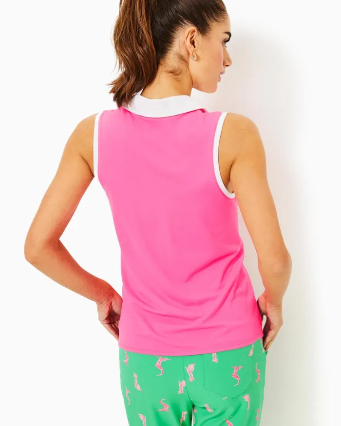 Women Lilly Pulitzer Tops UPF 50 Luxletic Imara Polo Top Roxie Pink Women Lilly Pulitzer Tops UPF 50 Luxletic Imara Polo Top Roxie Pink