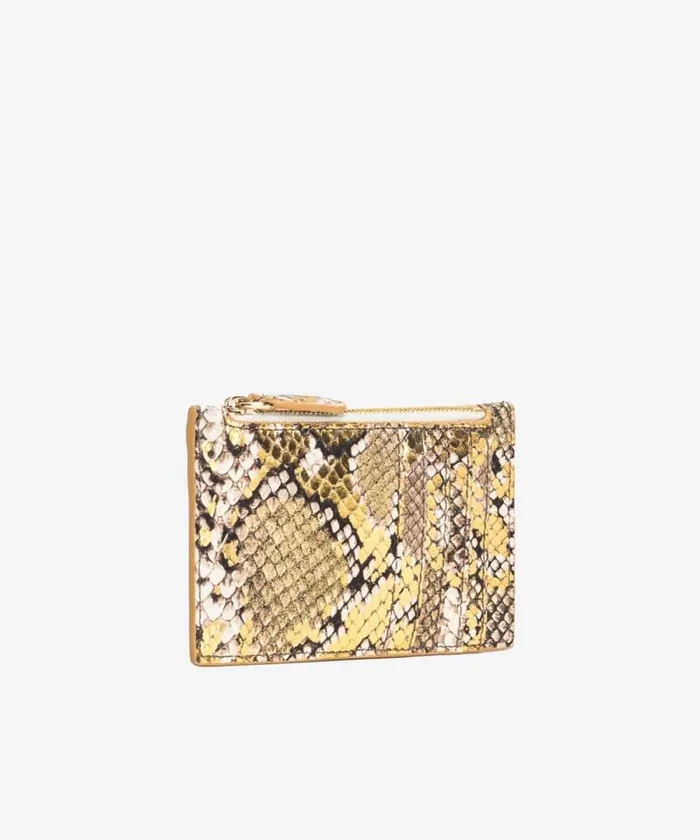 Women Limited Edition Pinko PINKO Galleria Card Holder In Laminated Reptileprint Leather Goldgreygold Women Limited Edition Pinko PINKO Galleria Card Holder In Laminated Reptileprint Leather Goldgreygold
