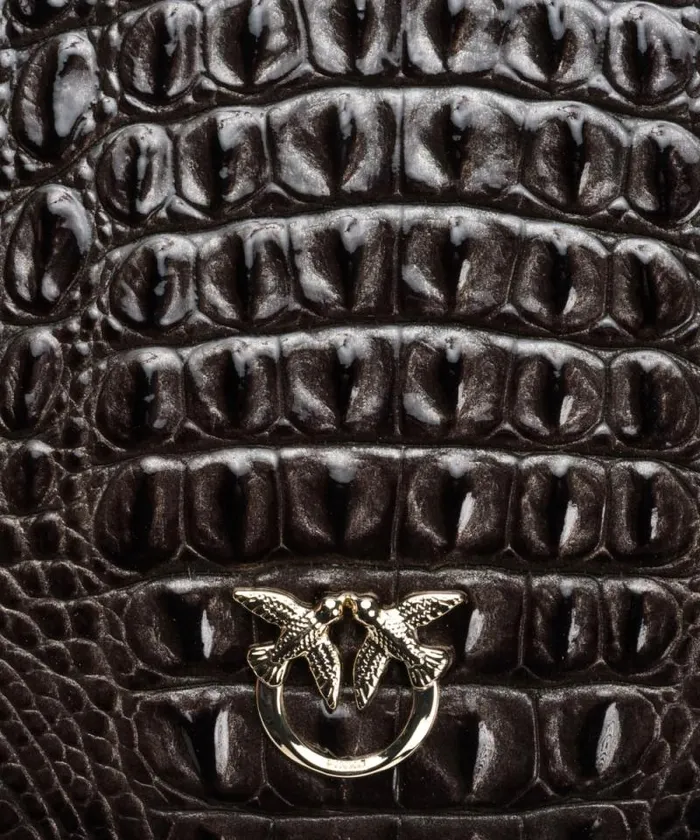 Women Limited Edition Pinko PINKO Galleria Shiny Crocprint Classic Flat Love Bag Blacklight Gold Women Limited Edition Pinko PINKO Galleria Shiny Crocprint Classic Flat Love Bag Blacklight Gold