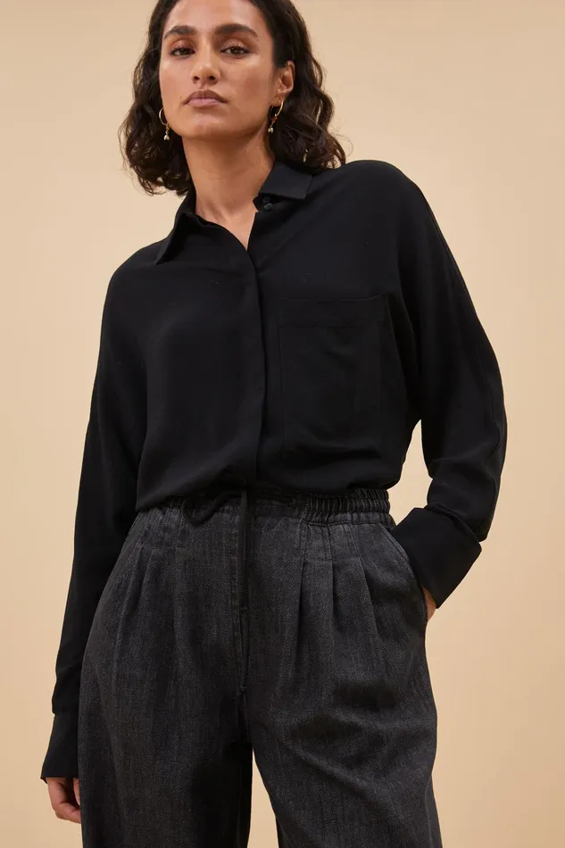 Women Lincy Blouse Jet Black Bybar Blouses Women Lincy Blouse Jet Black Bybar Blouses
