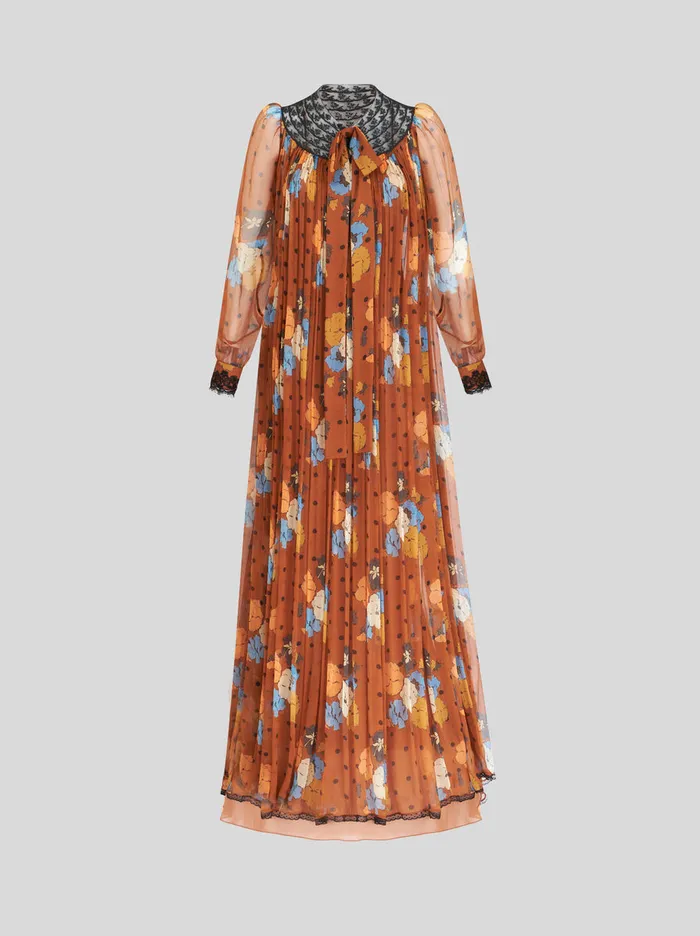 Women Long Dress With Inlaid Lace Etro Dresses