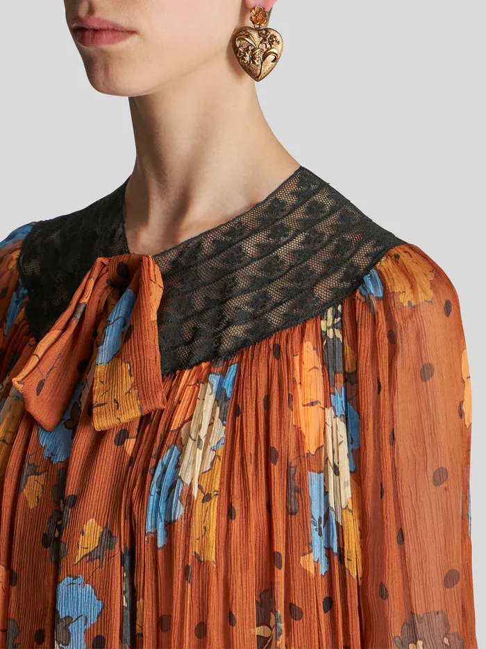 Women Long Dress With Inlaid Lace Etro Dresses