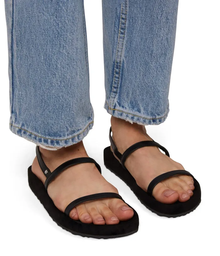 Women Maher Vegan Slip On Sandals Black Matt and Nat Sandals