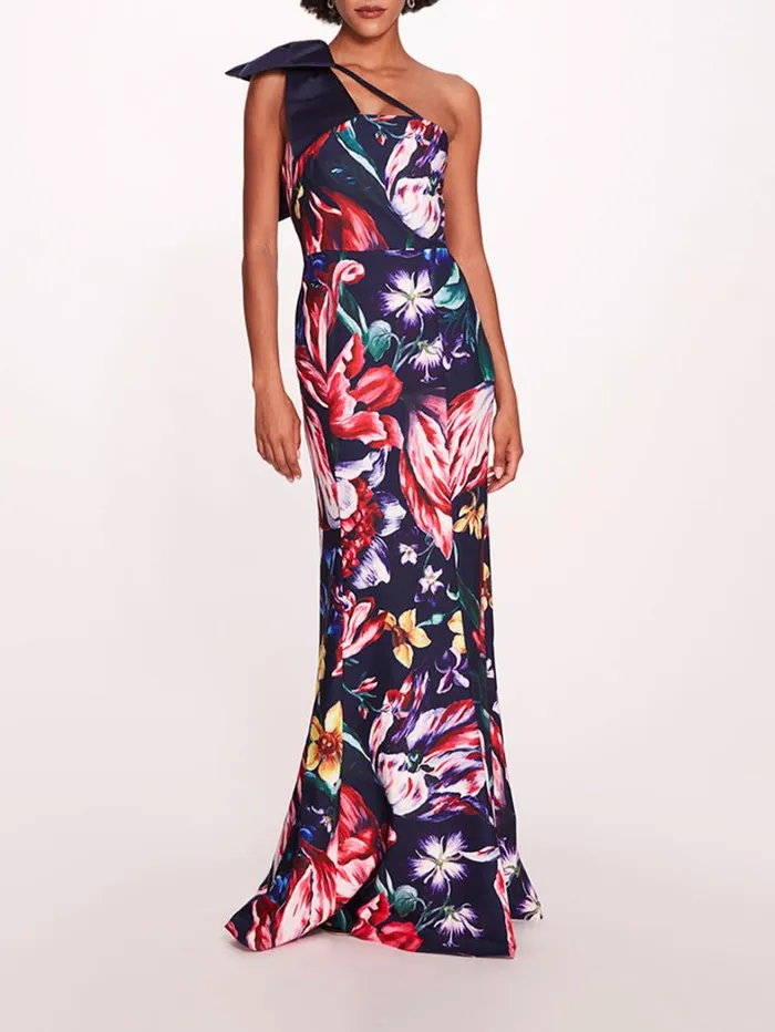 Women Marchesa Dresses Florilegium Gown Navy Multi