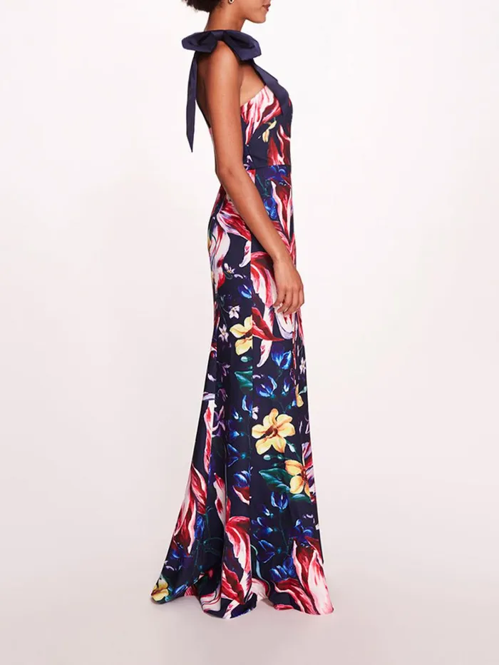 Women Marchesa Dresses Florilegium Gown Navy Multi Women Marchesa Dresses Florilegium Gown Navy Multi
