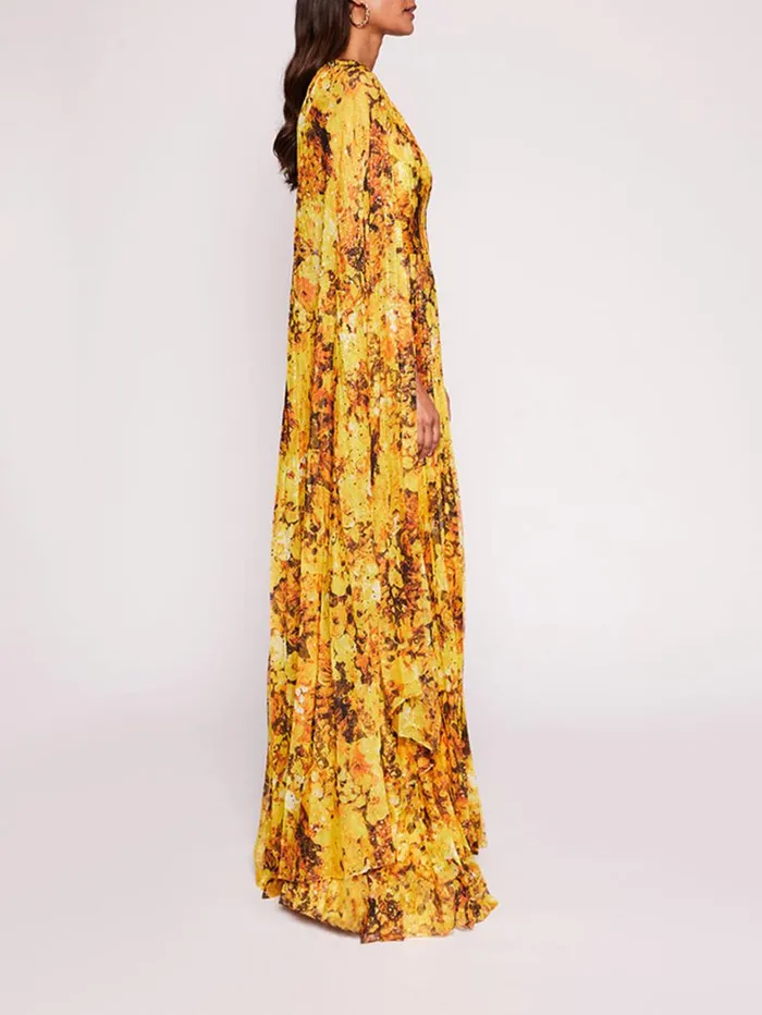 Women Marchesa Dresses Foiled Garden Gown Yellow Gold Women Marchesa Dresses Foiled Garden Gown Yellow Gold