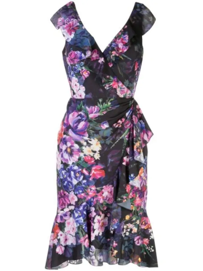 Women Marchesa Dresses Ruffle Cocktail Dress Black