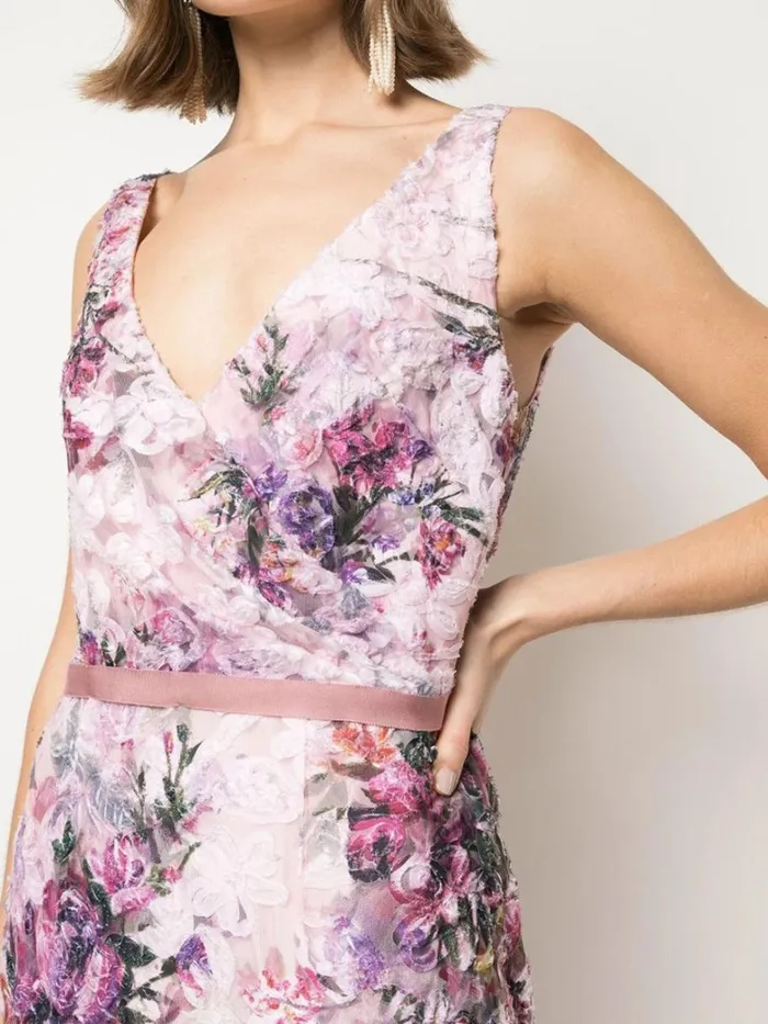 Women Marchesa Dresses Soutache VNeck Mermaid Cocktail Dress Blush