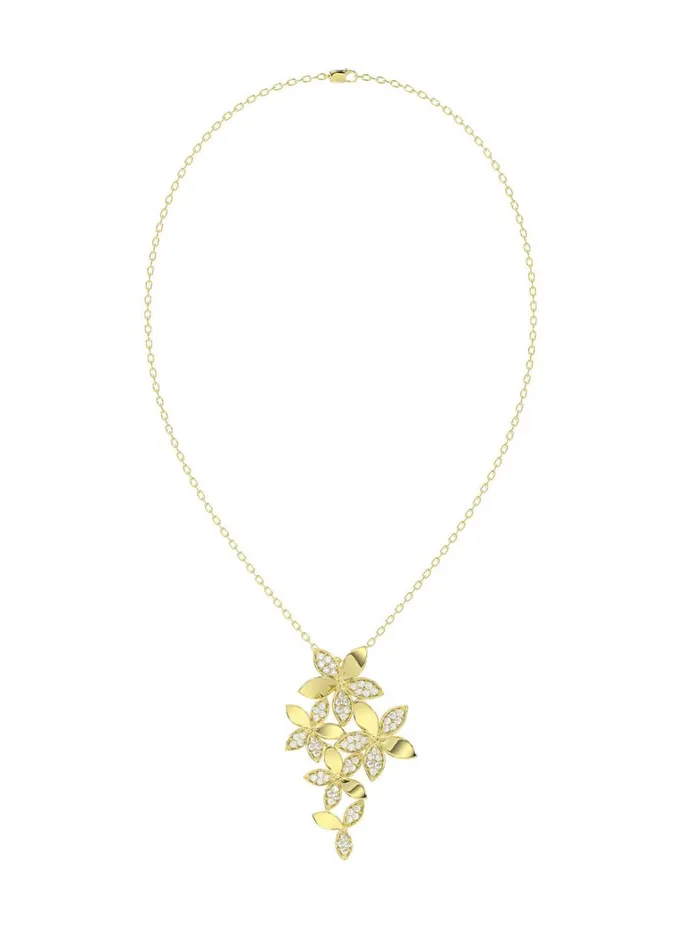 Women Marchesa Jewelry Wild Flower Yellow Gold Pendant Necklace Yellow Gold