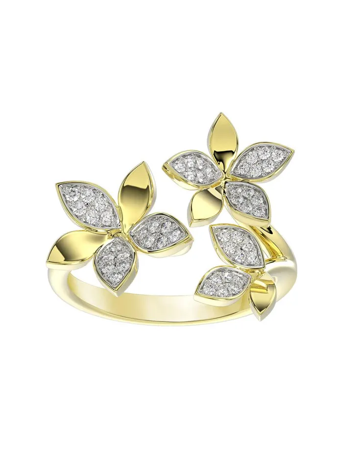 Women Marchesa Jewelry Wild Flower Yellow Gold Ring Yellow Gold