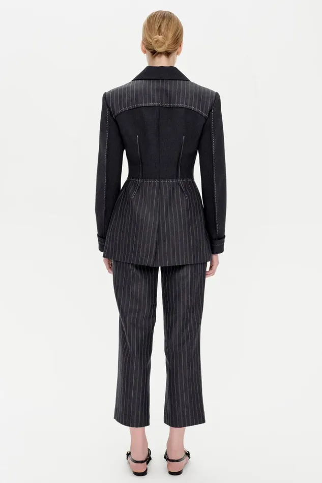 Women Mariposa Blazer Grey Pinstripe Multi Jonathan Simkhai Jackets and Coats