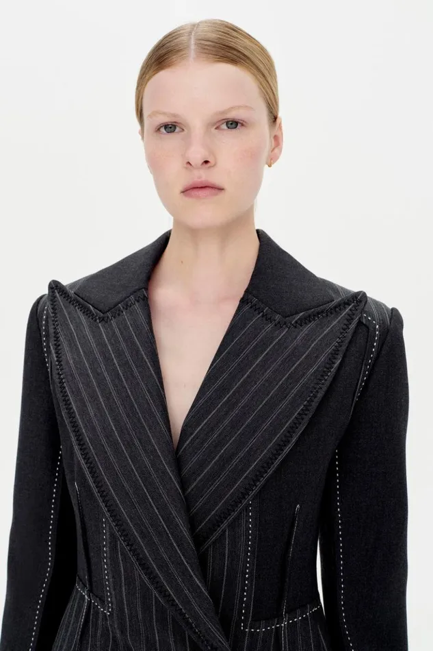 Women Mariposa Blazer Grey Pinstripe Multi Jonathan Simkhai Jackets and Coats