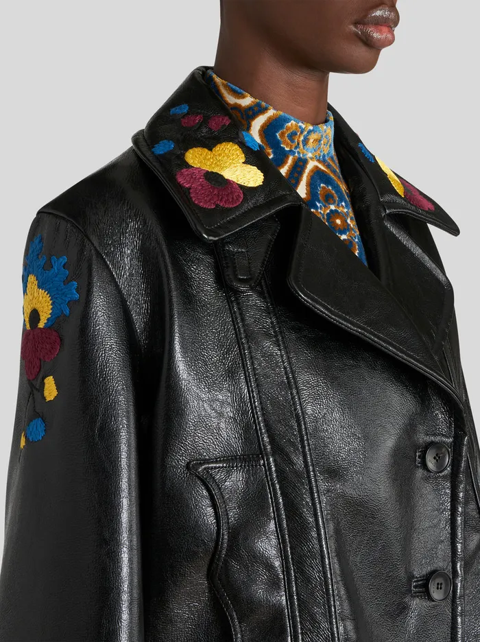 Women Maxi Patent Faux Leather Jacket Etro Coats And Outerwear