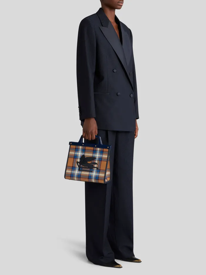 Women Medium Love Trotter Bag With Tartan Print Etro Love Trotter