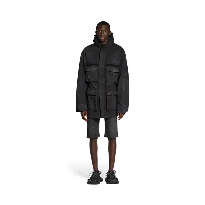 WomenMen Coats and Jackets Balenciaga Balenciaga Double Front Military Parka In Black WomenMen Coats and Jackets Balenciaga Balenciaga Double Front Military Parka In Black