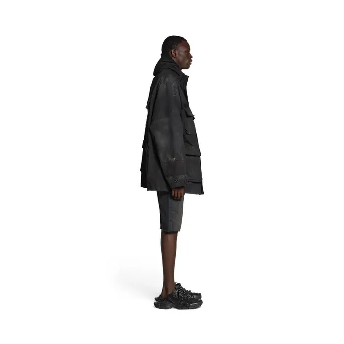 WomenMen Coats and Jackets Balenciaga Balenciaga Double Front Military Parka In Black