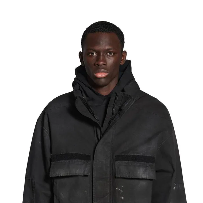 WomenMen Coats and Jackets Balenciaga Balenciaga Double Front Military Parka In Black