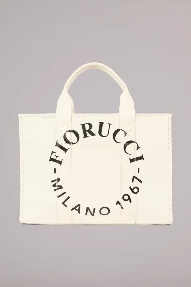 WomenMen Fiorucci Bags Milano Stamp Large Tote Bag Off White