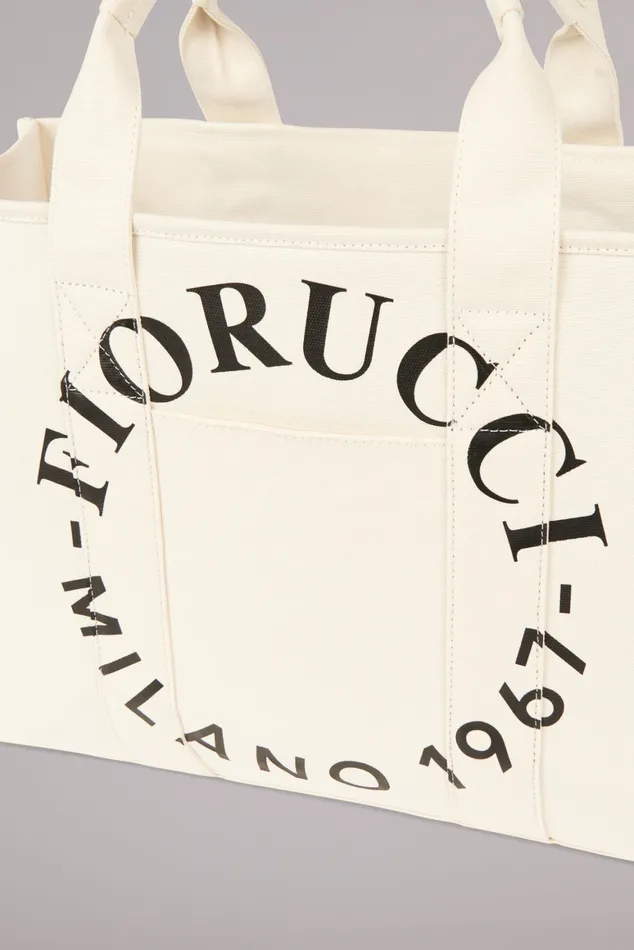 WomenMen Fiorucci Bags Milano Stamp Large Tote Bag Off White WomenMen Fiorucci Bags Milano Stamp Large Tote Bag Off White