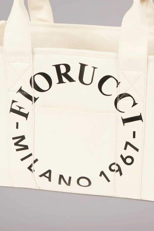 WomenMen Fiorucci Bags Milano Stamp Tote Bag Off White WomenMen Fiorucci Bags Milano Stamp Tote Bag Off White