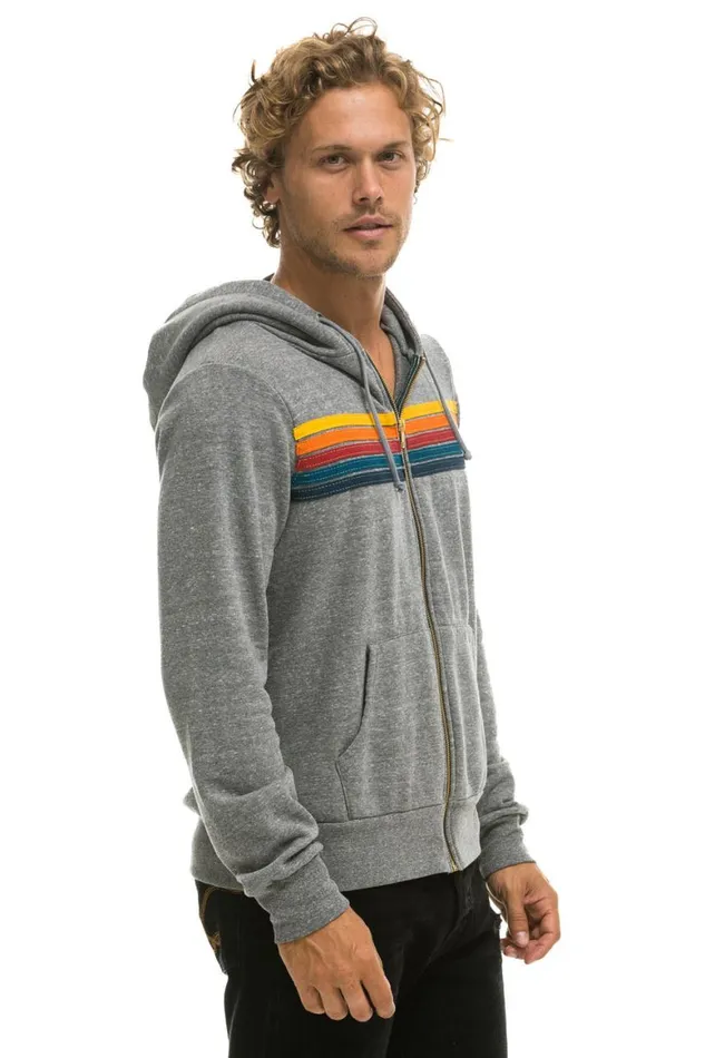 WomenMen Hoodies Aviator Nation 5 Stripe Hoodie 8211 Heather Grey