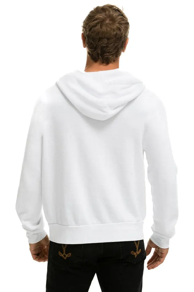 WomenMen Hoodies Aviator Nation 5 Stripe Zip Hoodie W Zip Pockets 8211 White